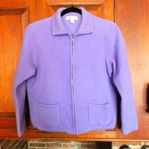 100% Wool Zip Purple Jacket with Pockets and Collar from Petite Sophisticate - M